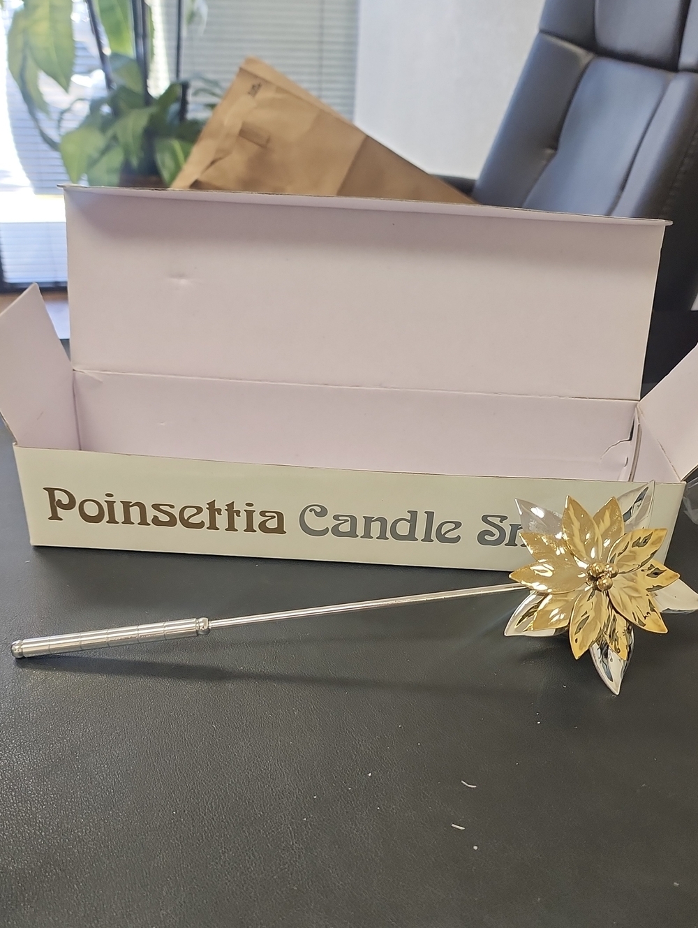 Department 56  Vintage Gold & Silver Poinsettia Candle Snuffer